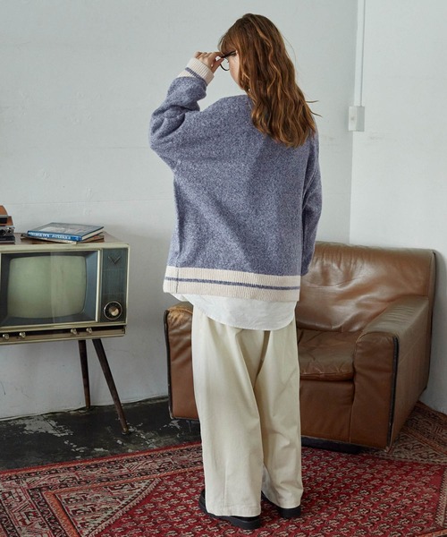 MONO-MART LADY'S(モノマートレディース)の「ナンバリングラインリブニットプルオーバー(ニット/セーター・レディース・アイボリー系/アイボリー/ブラウン/ネイビー・FREE)」の7枚目の写真