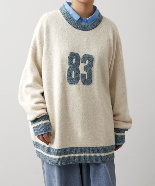 MONO-MART LADY'S(モノマートレディース)の「ナンバリングラインリブニットプルオーバー(ニット/セーター・レディース・アイボリー系/アイボリー/ブラウン/ネイビー・FREE)」の10枚目の写真