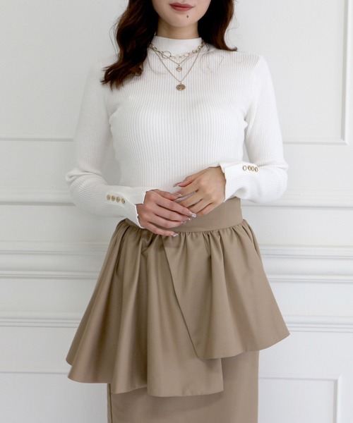 ROYAL PARTY（ロイヤルパーティー）の「ウォッシャブルプチハイネックリブニットトップス（ニット/セーター・レディース・マルチ/ベージュ/ピンク/ブラック/オフホワイト・FREE）」の2枚目の写真