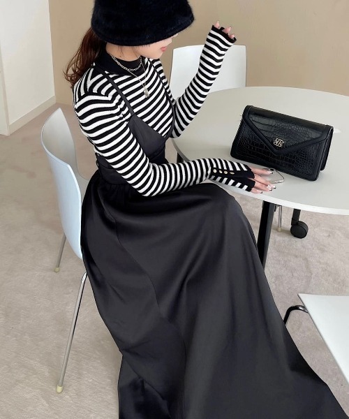 ROYAL PARTY（ロイヤルパーティー）の「ウォッシャブルプチハイネックリブニットトップス（ニット/セーター・レディース・マルチ/ベージュ/ピンク/ブラック/オフホワイト・FREE）」の5枚目の写真