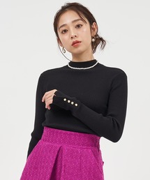 ウォッシャブルプチハイネックリブニットトップス