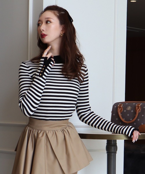 ROYAL PARTY（ロイヤルパーティー）の「ウォッシャブルプチハイネックリブニットトップス（ニット/セーター・レディース・マルチ/ベージュ/ピンク/ブラック/オフホワイト・FREE）」の7枚目の写真