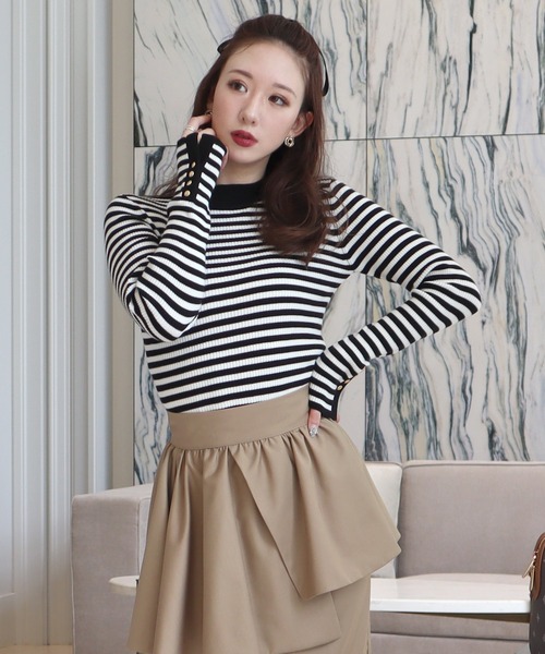 ROYAL PARTY（ロイヤルパーティー）の「ウォッシャブルプチハイネックリブニットトップス（ニット/セーター・レディース・マルチ/ベージュ/ピンク/ブラック/オフホワイト・FREE）」の8枚目の写真