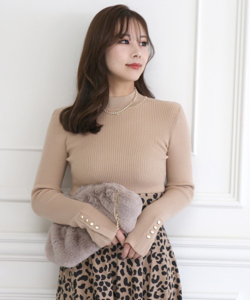 ROYAL PARTY（ロイヤルパーティー）の「ウォッシャブルプチハイネックリブニットトップス（ニット/セーター・レディース・マルチ/ベージュ/ピンク/ブラック/オフホワイト・FREE）」の10枚目の写真