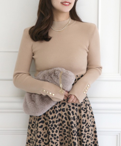 ROYAL PARTY（ロイヤルパーティー）の「ウォッシャブルプチハイネックリブニットトップス（ニット/セーター・レディース・マルチ/ベージュ/ピンク/ブラック/オフホワイト・FREE）」の11枚目の写真