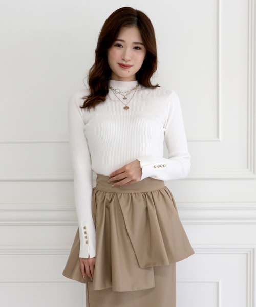 ROYAL PARTY（ロイヤルパーティー）の「ウォッシャブルプチハイネックリブニットトップス（ニット/セーター・レディース・マルチ/ベージュ/ピンク/ブラック/オフホワイト・FREE）」の12枚目の写真