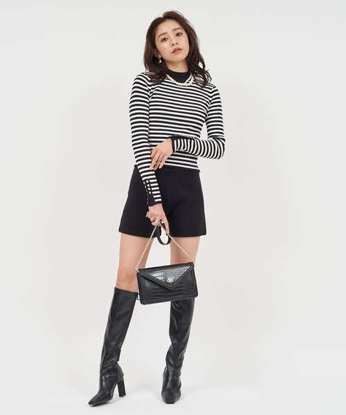 ROYAL PARTY（ロイヤルパーティー）の「ウォッシャブルプチハイネックリブニットトップス（ニット/セーター・レディース・マルチ/ベージュ/ピンク/ブラック/オフホワイト・FREE）」の19枚目の写真