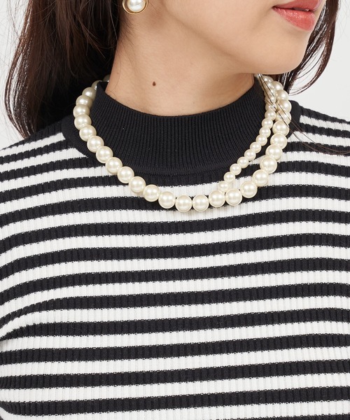 ROYAL PARTY（ロイヤルパーティー）の「ウォッシャブルプチハイネックリブニットトップス（ニット/セーター・レディース・マルチ/ベージュ/ピンク/ブラック/オフホワイト・FREE）」の13枚目の写真