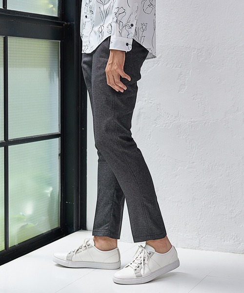 UNION STATION（ユニオンステーション）の「【EFFORTLESS】センタープレスメランジバーズアイスラックス<セットアップ対応>（スラックス・メンズ・チャコールグレー/ネイビー・LL/S/M/L）」の3枚目の写真