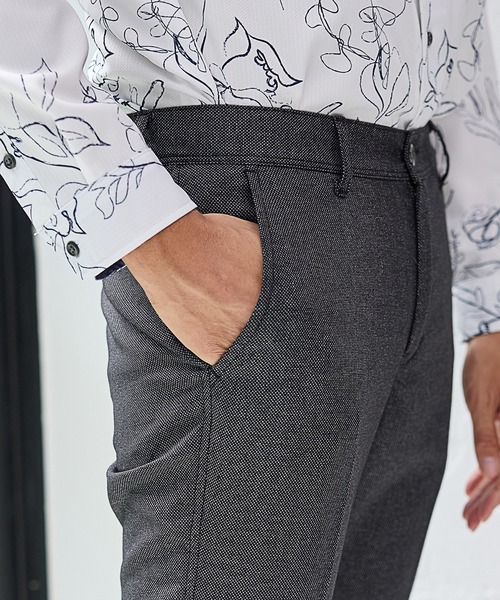 UNION STATION（ユニオンステーション）の「【EFFORTLESS】センタープレスメランジバーズアイスラックス<セットアップ対応>（スラックス・メンズ・チャコールグレー/ネイビー・LL/S/M/L）」の6枚目の写真