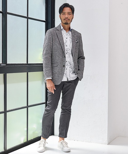 UNION STATION（ユニオンステーション）の「【EFFORTLESS】センタープレスメランジバーズアイスラックス<セットアップ対応>（スラックス・メンズ・チャコールグレー/ネイビー・LL/S/M/L）」の16枚目の写真