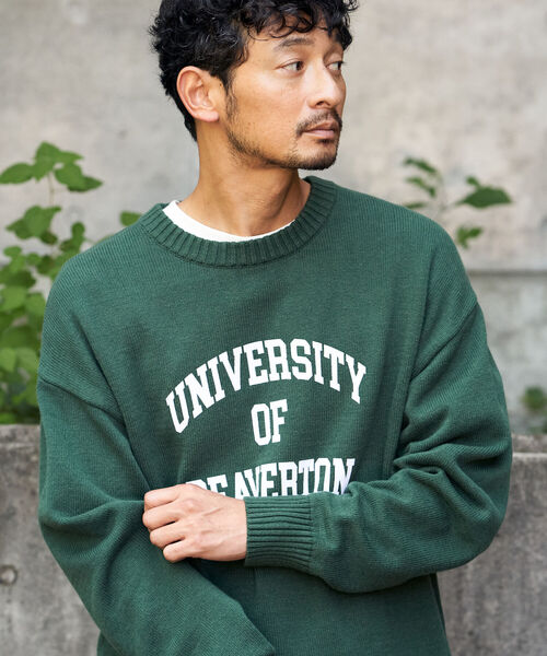 B:MING by BEAMS（ビーミングバイビームス）の「B:MING by BEAMS / スーベニア プリント クルーネック ニット（ニット/セーター・メンズ・グリーン/ライトグレー/ネイビー・SMALL/MEDIUM/LARGE/X-LARGE）」の3枚目の写真