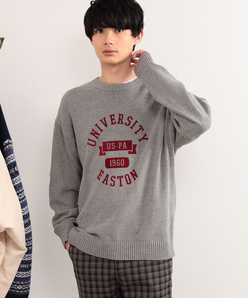 B:MING by BEAMS（ビーミングバイビームス）の「B:MING by BEAMS / スーベニア プリント クルーネック ニット（ニット/セーター・メンズ・グリーン/ライトグレー/ネイビー・SMALL/MEDIUM/LARGE/X-LARGE）」の12枚目の写真
