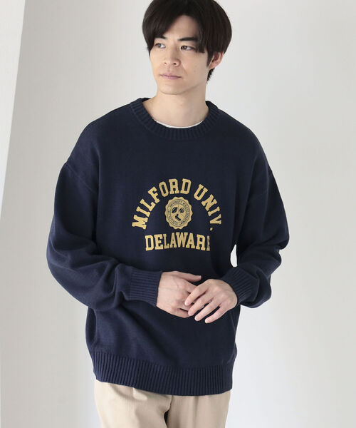 B:MING by BEAMS（ビーミングバイビームス）の「B:MING by BEAMS / スーベニア プリント クルーネック ニット（ニット/セーター・メンズ・グリーン/ライトグレー/ネイビー・SMALL/MEDIUM/LARGE/X-LARGE）」の10枚目の写真