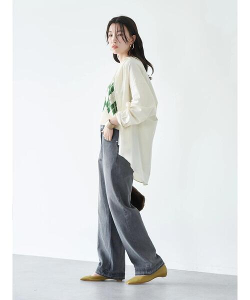 earth music&ecology（アースミュージックアンドエコロジー）の「アーガイルニットショートベスト（ベスト・レディース・ベージュ/ネイビー/アイボリー・FREE）」の14枚目の写真