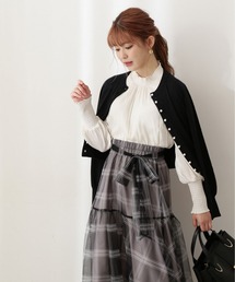 PROPORTION BODY DRESSING | クルーネックパール釦ボリュームスリーブカーディガン / 1212274003(カーディガン/ボレロ)