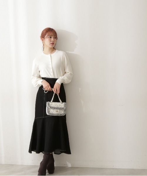 PROPORTION BODY DRESSING（プロポーションボディドレッシング）の「クルーネックパール釦ボリュームスリーブカーディガン / 1212274003（カーディガン/ボレロ・レディース・ブラウン/ホワイト系その他/ブルー/ブラック・FREE）」の5枚目の写真