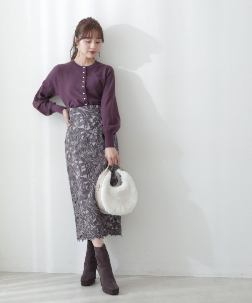 PROPORTION BODY DRESSING（プロポーションボディドレッシング）の「クルーネックパール釦ボリュームスリーブカーディガン / 1212274003（カーディガン/ボレロ・レディース・ブラウン/ホワイト系その他/ブルー/ブラック・FREE）」の12枚目の写真