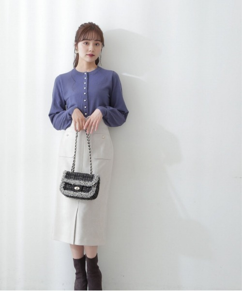 PROPORTION BODY DRESSING（プロポーションボディドレッシング）の「クルーネックパール釦ボリュームスリーブカーディガン / 1212274003（カーディガン/ボレロ・レディース・ブラウン/ホワイト系その他/ブルー/ブラック・FREE）」の10枚目の写真