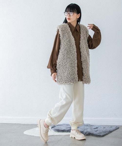 JEANASIS（ジーナシス）の「ブークレジョガーパンツ/167026（スウェットパンツ・レディース・ブラック/アイボリー・FREE）」の16枚目の写真