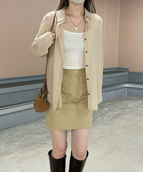 LE MORE（リモア）の「ヴィンテージカラーストライプシャツ（シャツ/ブラウス・レディース・ベージュ/ブラウン/ピンク・FREE）」の6枚目の写真