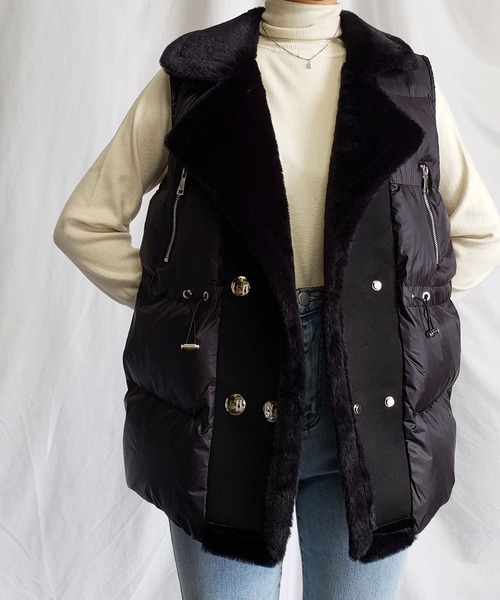 DSQUARED2 フォックスファー 2WAY ダウンジャケット ベスト 黒 ディースクエアード ダウンベスト | アウトレットジャパン福岡