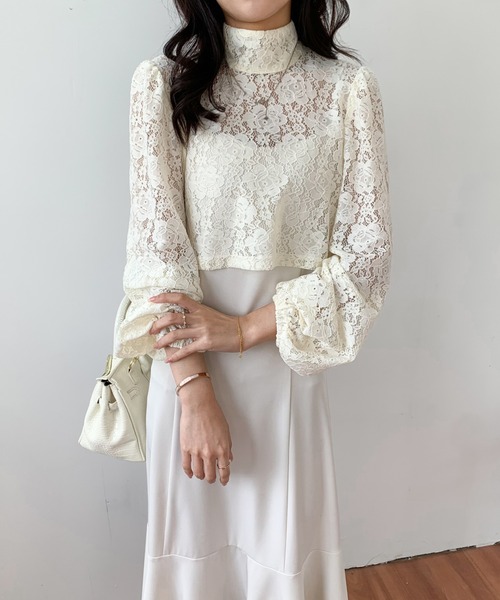 ECLIN（エクラン）の「レースボレロコンビマーメイドキャミワンピース（ワンピース・レディース・ブラック/アイボリー/ベージュ・S/M）」の2枚目の写真