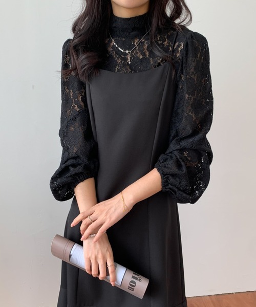 ECLIN（エクラン）の「レースボレロコンビマーメイドキャミワンピース（ワンピース・レディース・ブラック/アイボリー/ベージュ・S/M）」の3枚目の写真