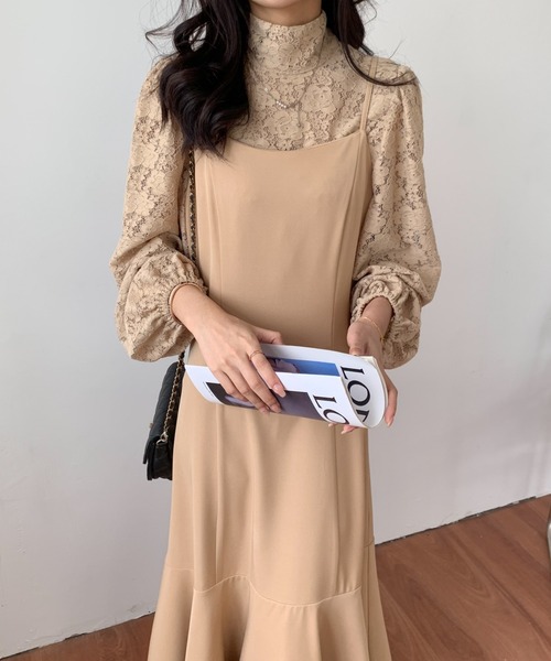 ECLIN（エクラン）の「レースボレロコンビマーメイドキャミワンピース（ワンピース・レディース・ブラック/アイボリー/ベージュ・S/M）」の13枚目の写真