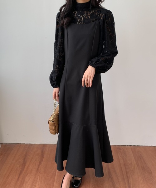 ECLIN（エクラン）の「レースボレロコンビマーメイドキャミワンピース（ワンピース・レディース・ブラック/アイボリー/ベージュ・S/M）」の9枚目の写真