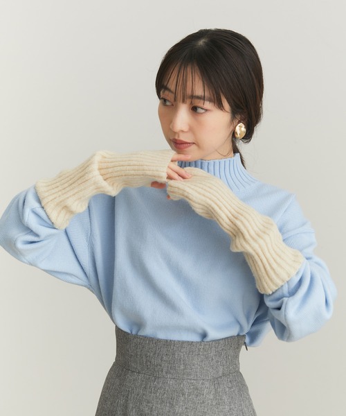 VIS（ビス）の「【洗える】リサイクル糸リブアームウォーマー（手袋・レディース・ブラック/グレー/オフホワイト/イエロー・FREE）」の2枚目の写真