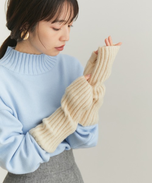 VIS（ビス）の「【洗える】リサイクル糸リブアームウォーマー（手袋・レディース・ブラック/グレー/オフホワイト/イエロー・FREE）」の6枚目の写真