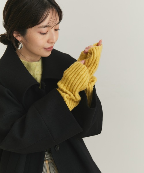 VIS（ビス）の「【洗える】リサイクル糸リブアームウォーマー（手袋・レディース・ブラック/グレー/オフホワイト/イエロー・FREE）」の10枚目の写真