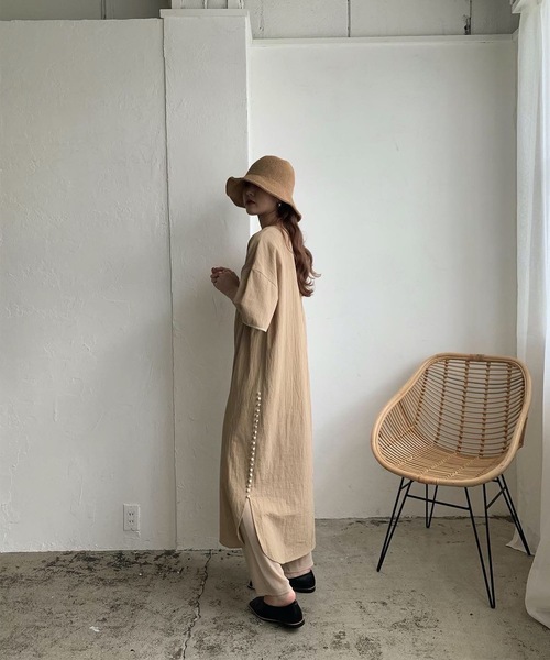 Amiur(エミレ)の「半袖ワンピース(ワンピース・レディース・ベージュ・FREE)」の7枚目の写真