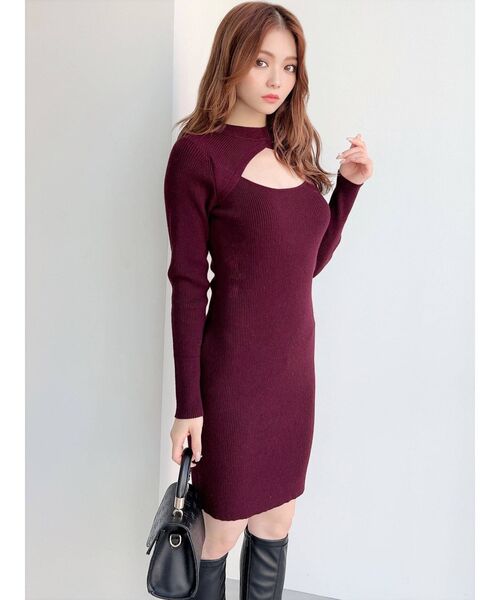 RESEXXY(リゼクシー)の「フロントオープンニットワンピース(ワンピース・レディース・アイボリー/ワイン/ブラック・MEDIUM/SMALL)」の18枚目の写真