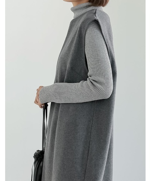 Re:EDIT（リエディ）の「[低身長/高身長サイズ有]ウール混キーネックジャンパースカート（ジャンパースカート・レディース・ブラック系その他/ブラック/ブラウン系その他/グレー・SHORT/LARGE/TALL/MEDIUM）」の11枚目の写真