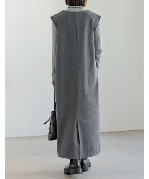 Re:EDIT（リエディ）の「[低身長/高身長サイズ有]ウール混キーネックジャンパースカート（ジャンパースカート・レディース・ブラック系その他/ブラック/ブラウン系その他/グレー・SHORT/LARGE/TALL/MEDIUM）」の12枚目の写真