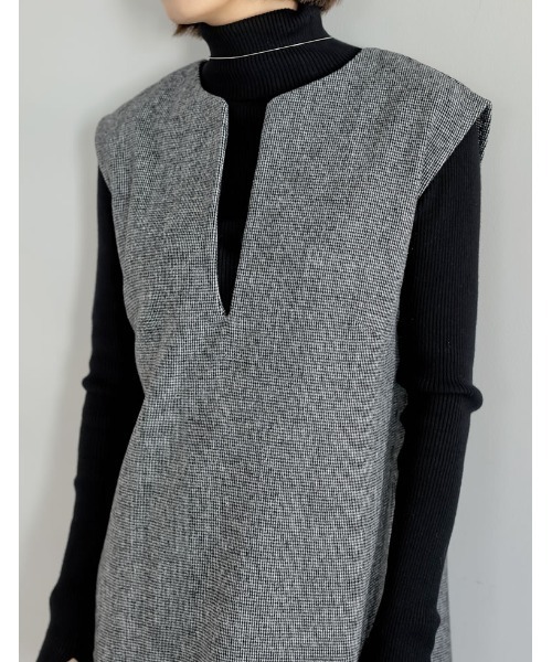 Re:EDIT（リエディ）の「[低身長/高身長サイズ有]ウール混キーネックジャンパースカート（ジャンパースカート・レディース・ブラック系その他/ブラック/ブラウン系その他/グレー・SHORT/LARGE/TALL/MEDIUM）」の20枚目の写真