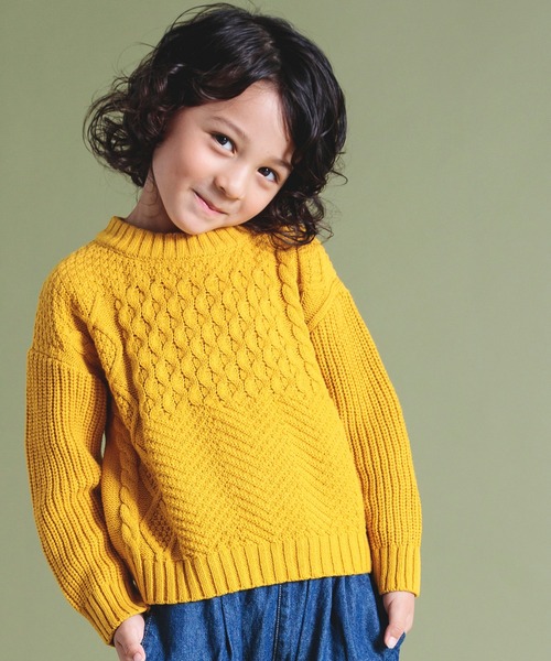 BREEZE(ブリーズ)の「【洗濯機でお洗濯OK】ウォッシャブルニット(ニット/セーター・キッズ・チャコール/ブルー/グリーン/グレー/イエロー/レッド/オフホワイト・80/90/100/110/120/130/140)」の6枚目の写真