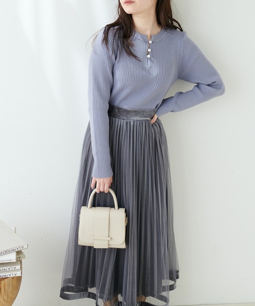 natural couture(ナチュラルクチュール)の「再販売/パール付き2WAYリブニット(ニット/セーター・レディース・ネイビー/その他12/パープル/サックスブルー/オフホワイト・FREE)」の17枚目の写真
