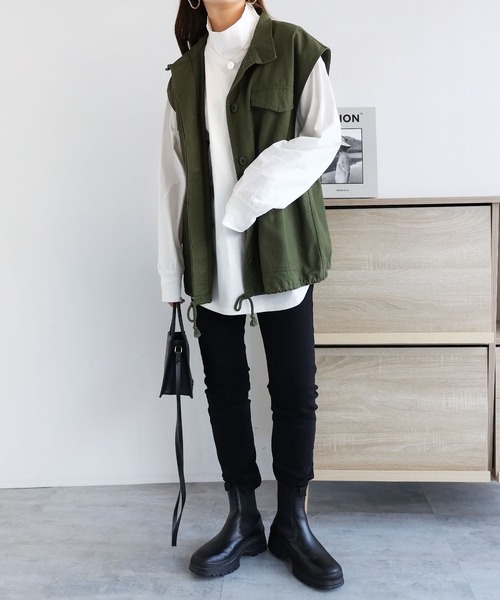 andme（アンドミー）の「USAコットンタートルネック長袖Tシャツ（Tシャツ/カットソー・レディース・ベージュ/キナリ/ブラック/チャコールグレー/オフホワイト・M/L）」の8枚目の写真