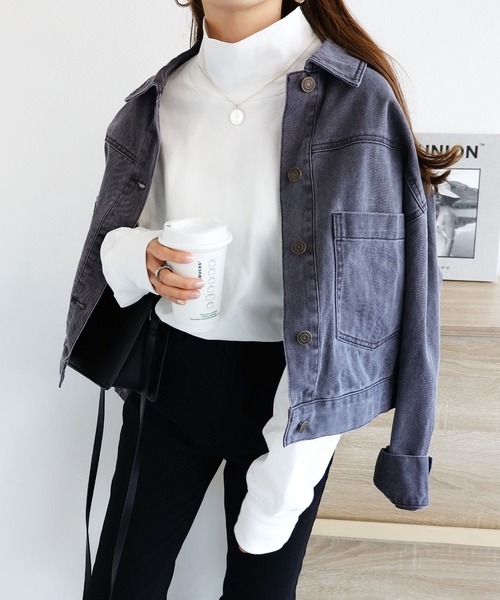 andme（アンドミー）の「USAコットンタートルネック長袖Tシャツ（Tシャツ/カットソー・レディース・ベージュ/キナリ/ブラック/チャコールグレー/オフホワイト・M/L）」の9枚目の写真