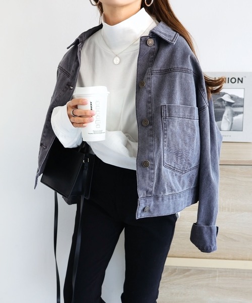 andme（アンドミー）の「USAコットンタートルネック長袖Tシャツ（Tシャツ/カットソー・レディース・ベージュ/キナリ/ブラック/チャコールグレー/オフホワイト・M/L）」の10枚目の写真