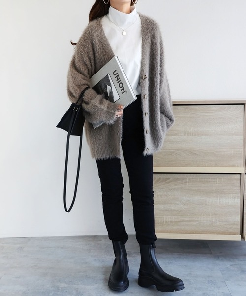 andme（アンドミー）の「USAコットンタートルネック長袖Tシャツ（Tシャツ/カットソー・レディース・ベージュ/キナリ/ブラック/チャコールグレー/オフホワイト・M/L）」の13枚目の写真