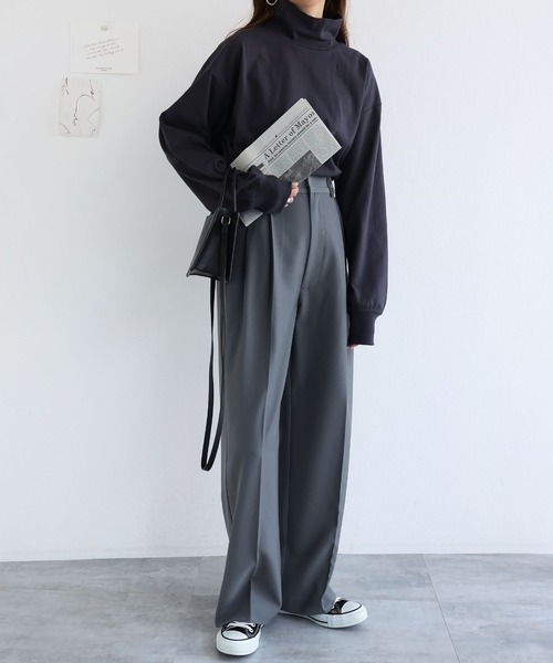 andme（アンドミー）の「USAコットンタートルネック長袖Tシャツ（Tシャツ/カットソー・レディース・ベージュ/キナリ/ブラック/チャコールグレー/オフホワイト・M/L）」の16枚目の写真