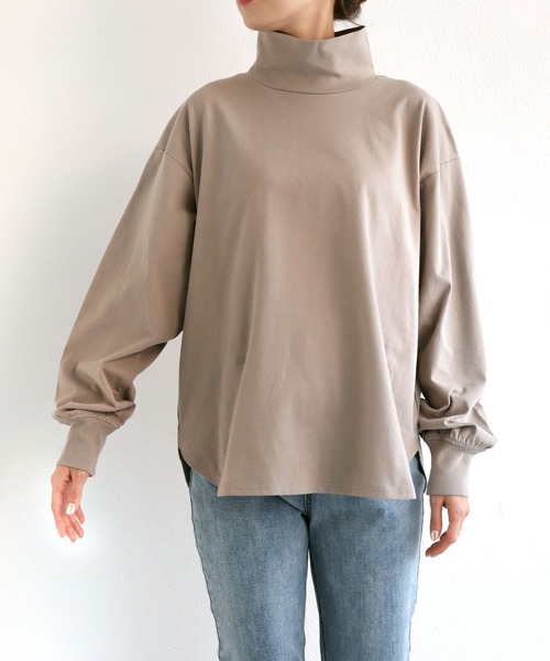 andme（アンドミー）の「USAコットンタートルネック長袖Tシャツ（Tシャツ/カットソー・レディース・ベージュ/キナリ/ブラック/チャコールグレー/オフホワイト・M/L）」の21枚目の写真