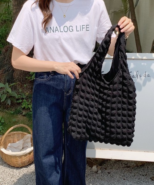 florist(フローリスト)の「【A4収納可】ポップコーンパステルカラーキルティングトートバッグ(トートバッグ・レディース・ホワイト/ライトブルー/ブラック/ピンク/セージグリーン/ライトグリーン/ライトパープル・FREE)」の13枚目の写真