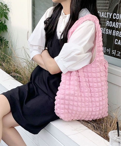 florist(フローリスト)の「【A4収納可】ポップコーンパステルカラーキルティングトートバッグ(トートバッグ・レディース・ホワイト/ライトブルー/ブラック/ピンク/セージグリーン/ライトグリーン/ライトパープル・FREE)」の10枚目の写真