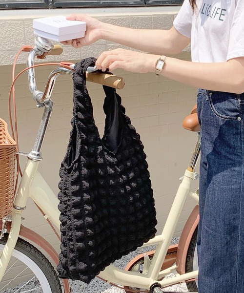 florist(フローリスト)の「【A4収納可】ポップコーンパステルカラーキルティングトートバッグ(トートバッグ・レディース・ホワイト/ライトブルー/ブラック/ピンク/セージグリーン/ライトグリーン/ライトパープル・FREE)」の11枚目の写真