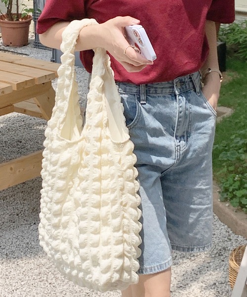 florist(フローリスト)の「【A4収納可】ポップコーンパステルカラーキルティングトートバッグ(トートバッグ・レディース・ホワイト/ライトブルー/ブラック/ピンク/セージグリーン/ライトグリーン/ライトパープル・FREE)」の15枚目の写真